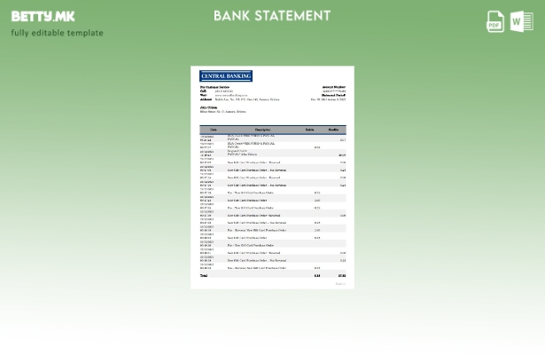 модерен стил Еритреја шаблон за ексел извод од централната банка